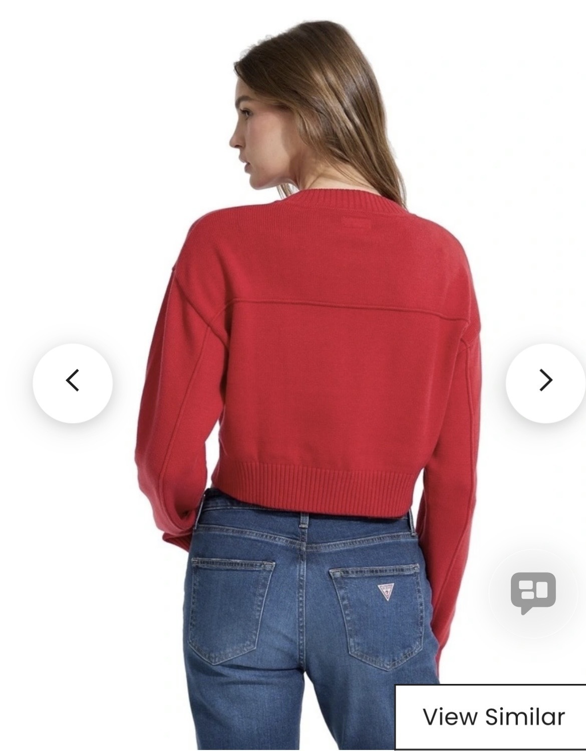 Jeans Long Sleeve Crew Neck Crop 81 Sweater Red 