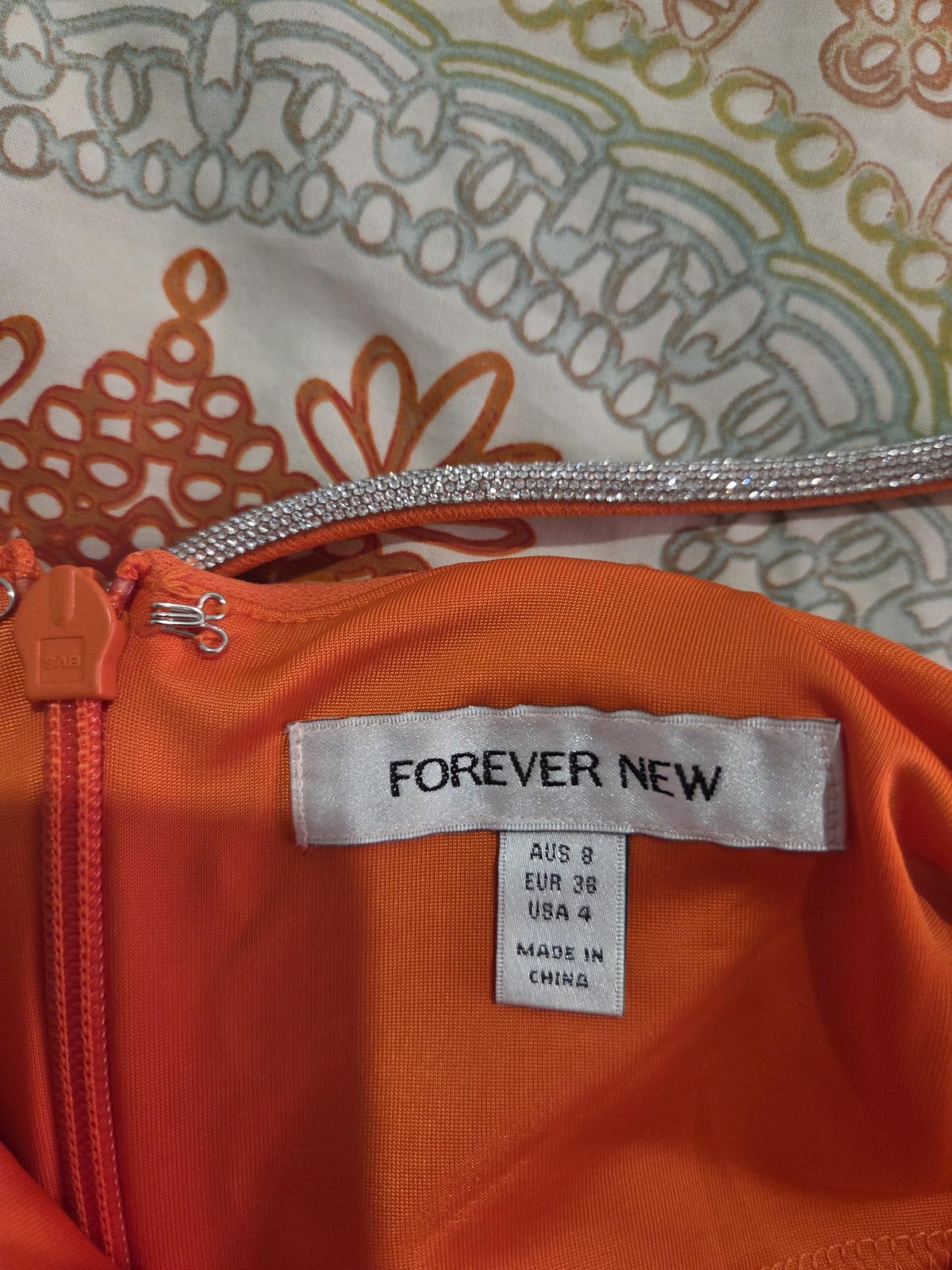 Orange, one shoulder, midi dress