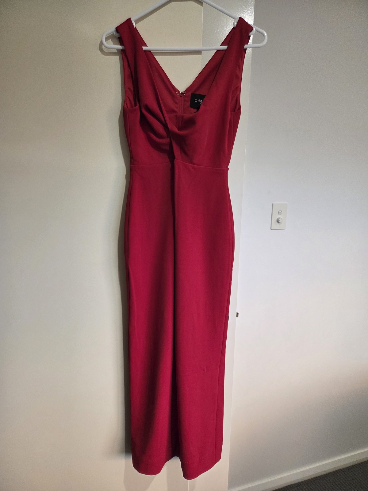Red twist midi dress 
