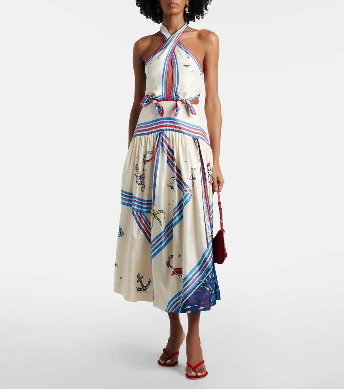 Apollo cutout printed silk midi dress AU8/US4 BNWT
