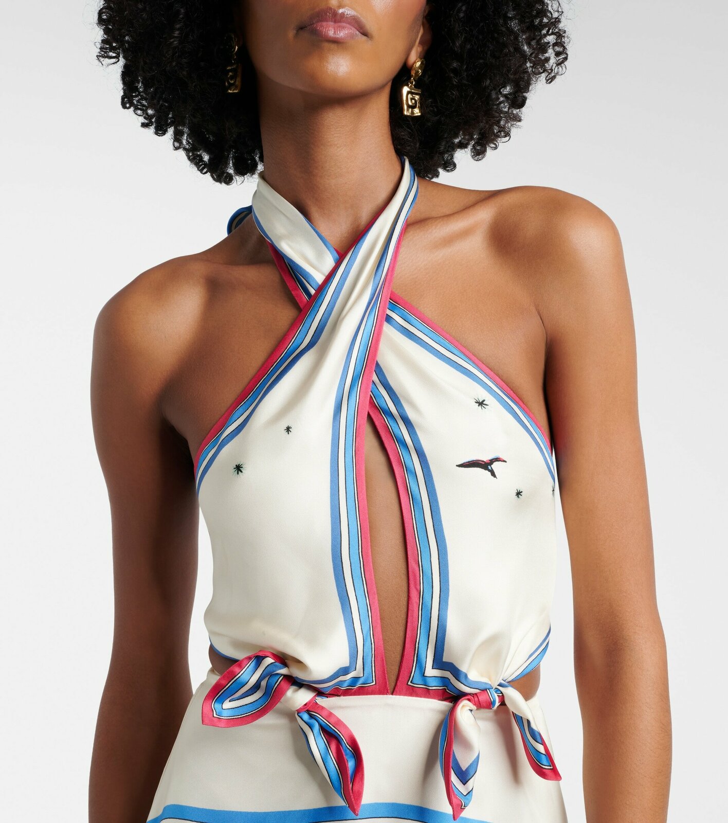 Apollo cutout printed silk midi dress AU8/US4 BNWT