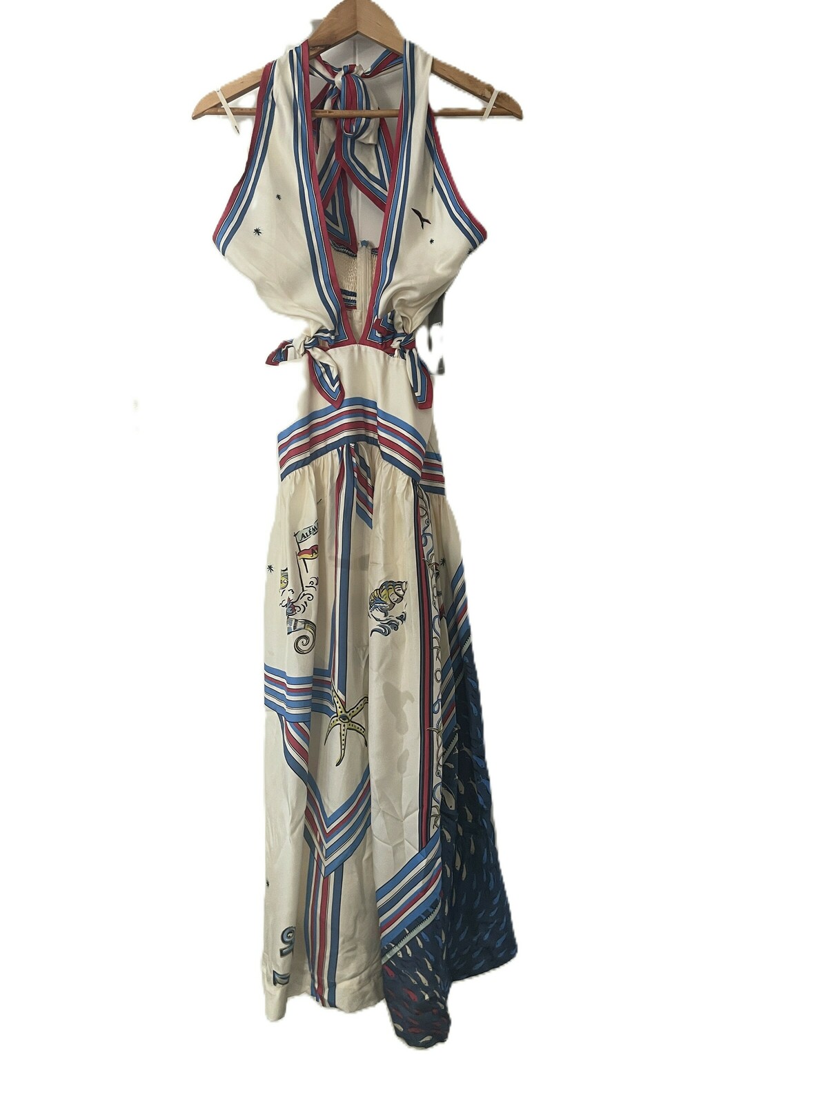 Apollo cutout printed silk midi dress AU8/US4 BNWT