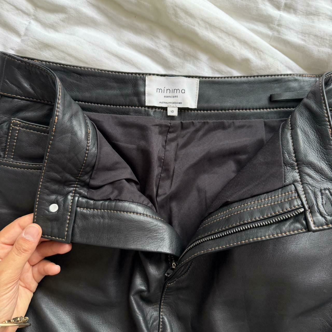 Genuine Lamb Leather Straight Leather Pants Size 10 RRP $520