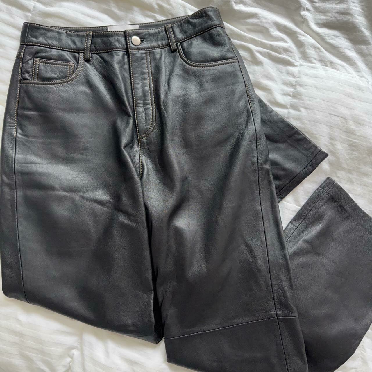Genuine Lamb Leather Straight Leather Pants Size 10 RRP $520