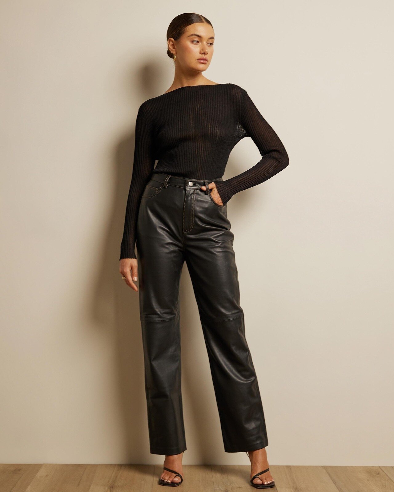Genuine Lamb Leather Straight Leather Pants Size 10 RRP $520