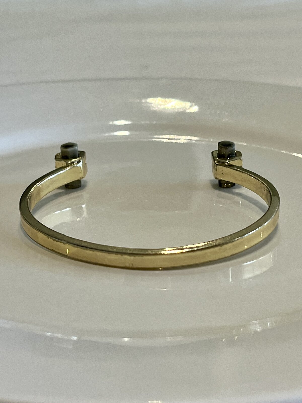 1960 CUFF BANGLE 14K GOLD PLATED WITH SMOKY QUARTZ