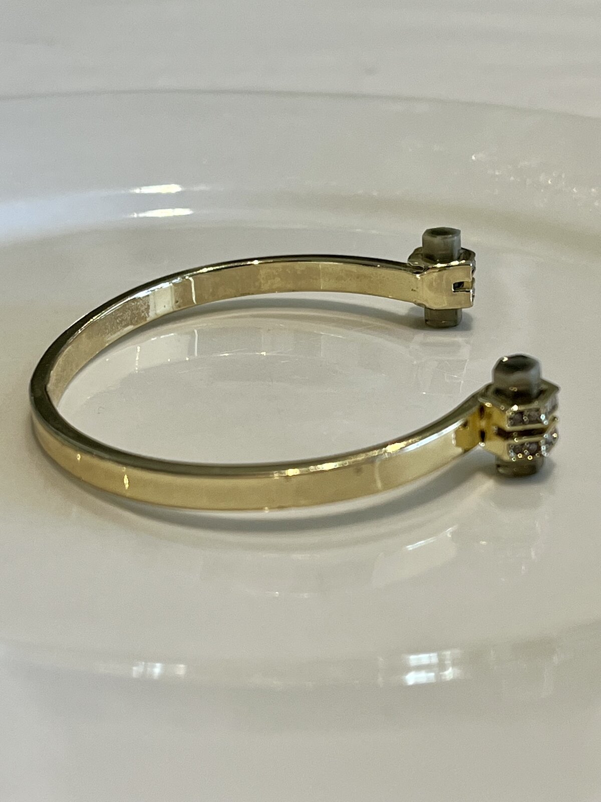 1960 CUFF BANGLE 14K GOLD PLATED WITH SMOKY QUARTZ