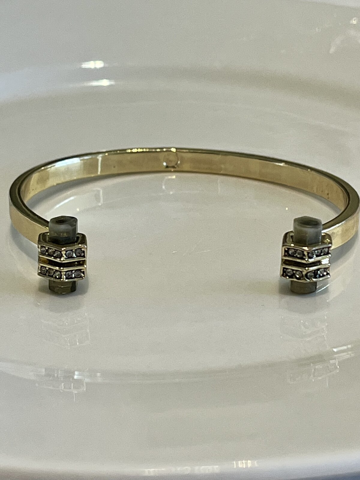 1960 CUFF BANGLE 14K GOLD PLATED WITH SMOKY QUARTZ