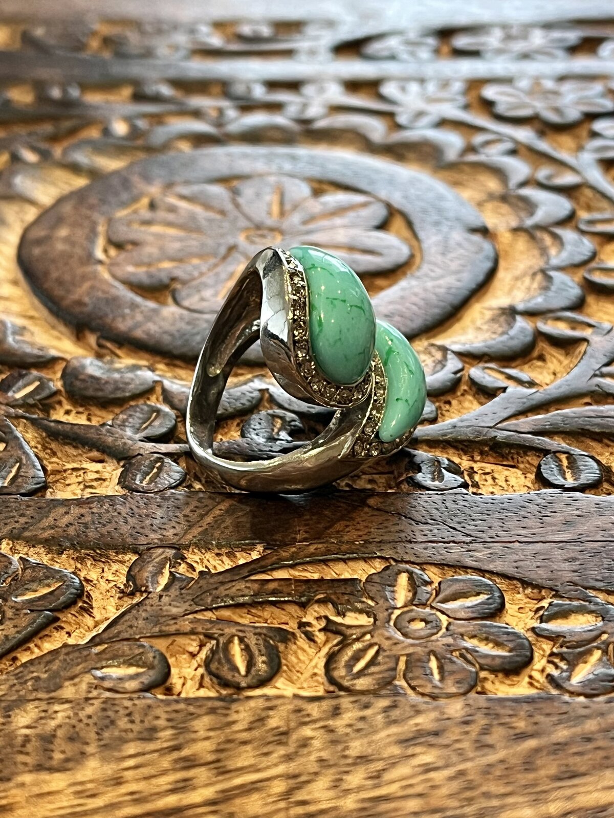  RUNNING HEART RING IN SILVER & TURQUOISE SIZE 7