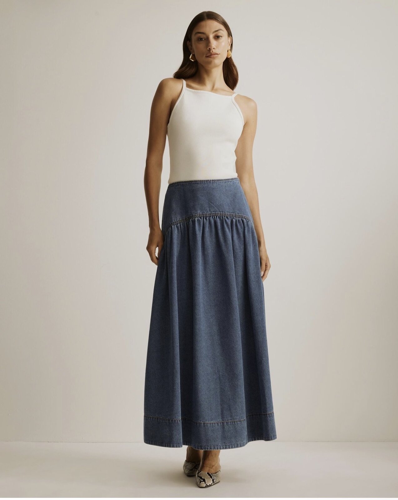 Maya Denim Maxi Skirt
