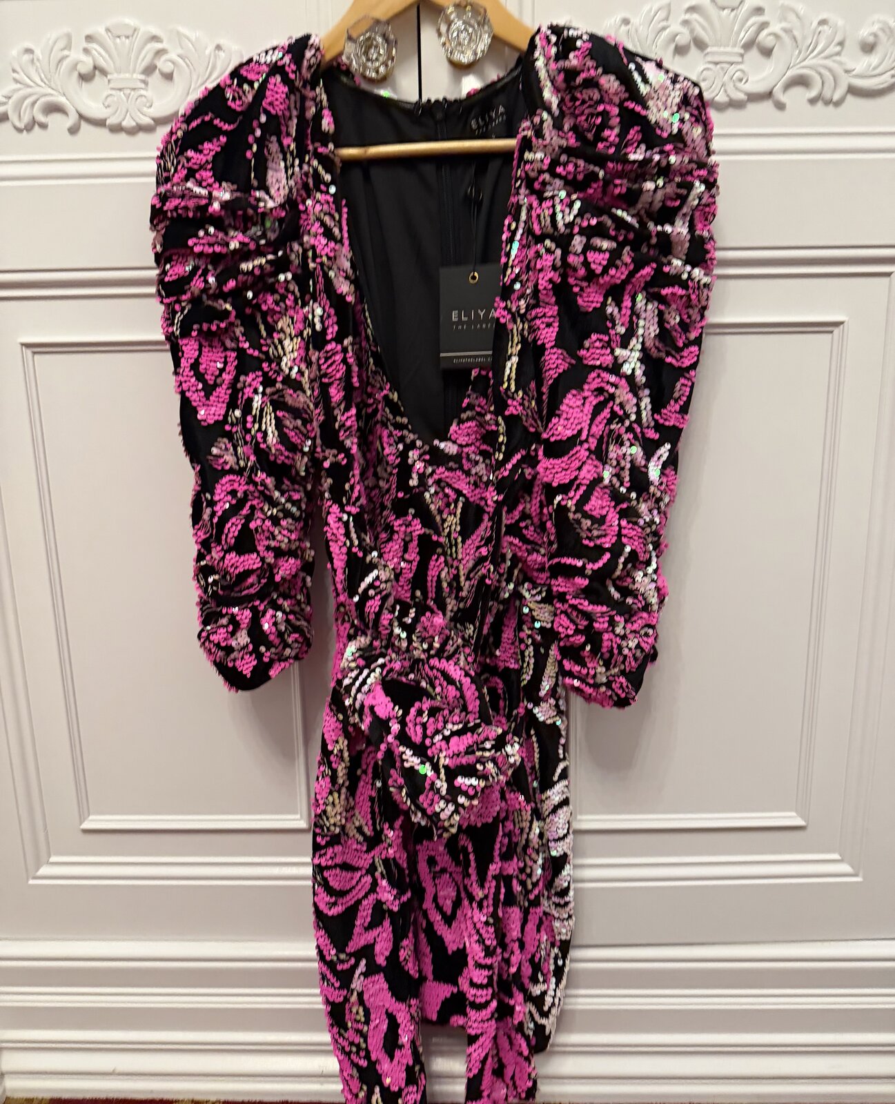 Eliya the label pink and black sequin Farrah Dress