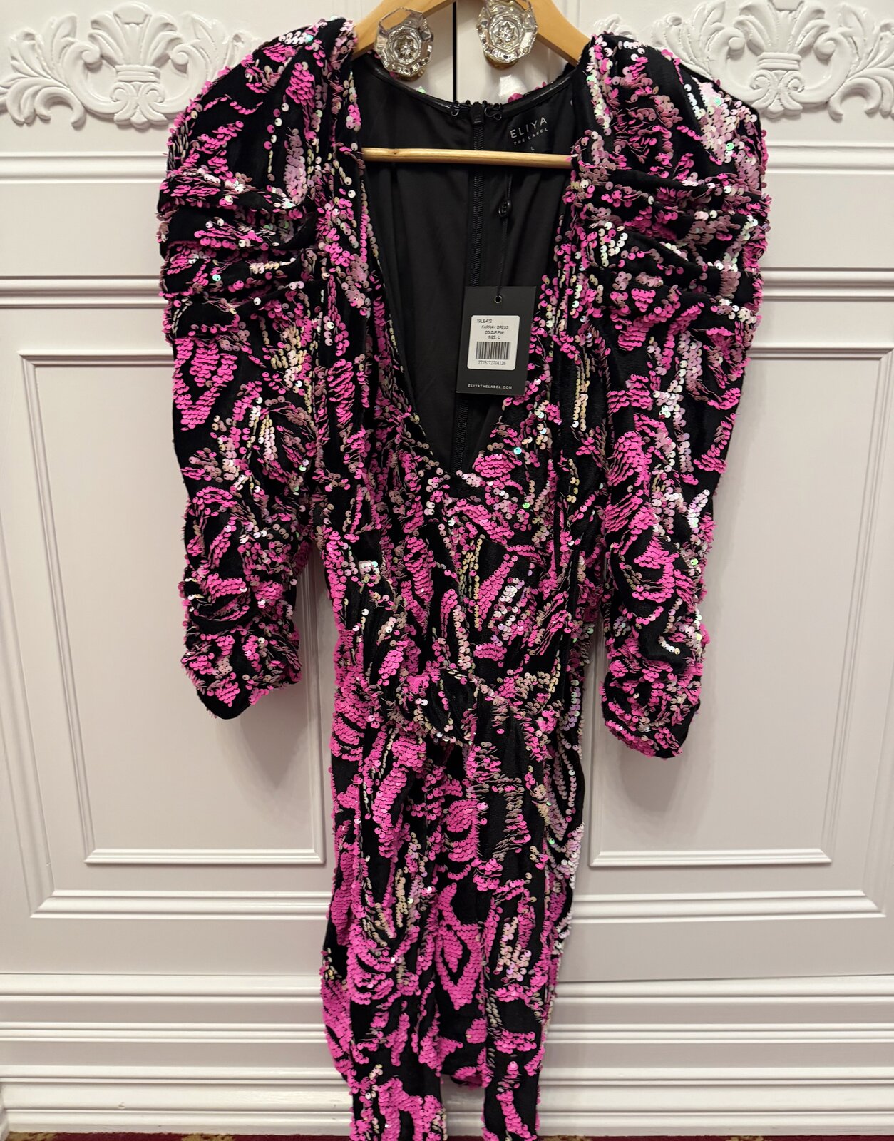 Eliya the label pink and black sequin Farrah Dress