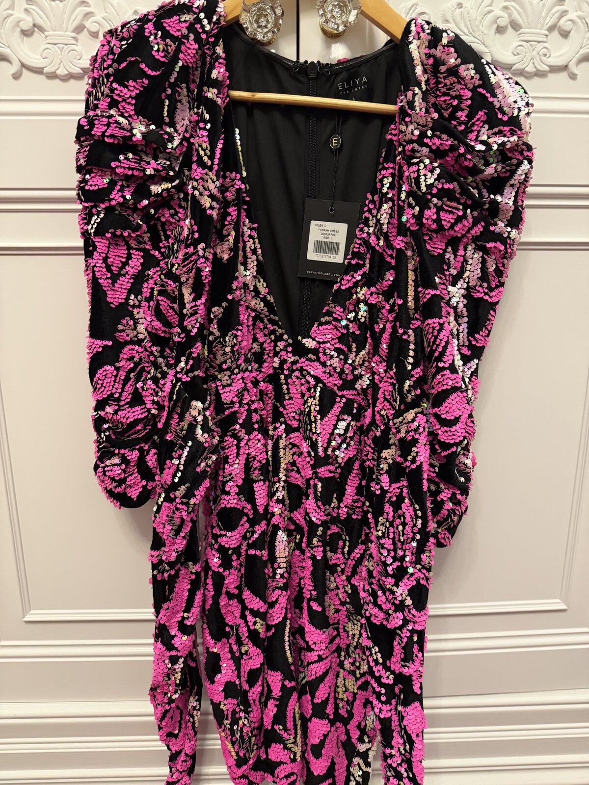 Eliya the label pink and black sequin Farrah Dress