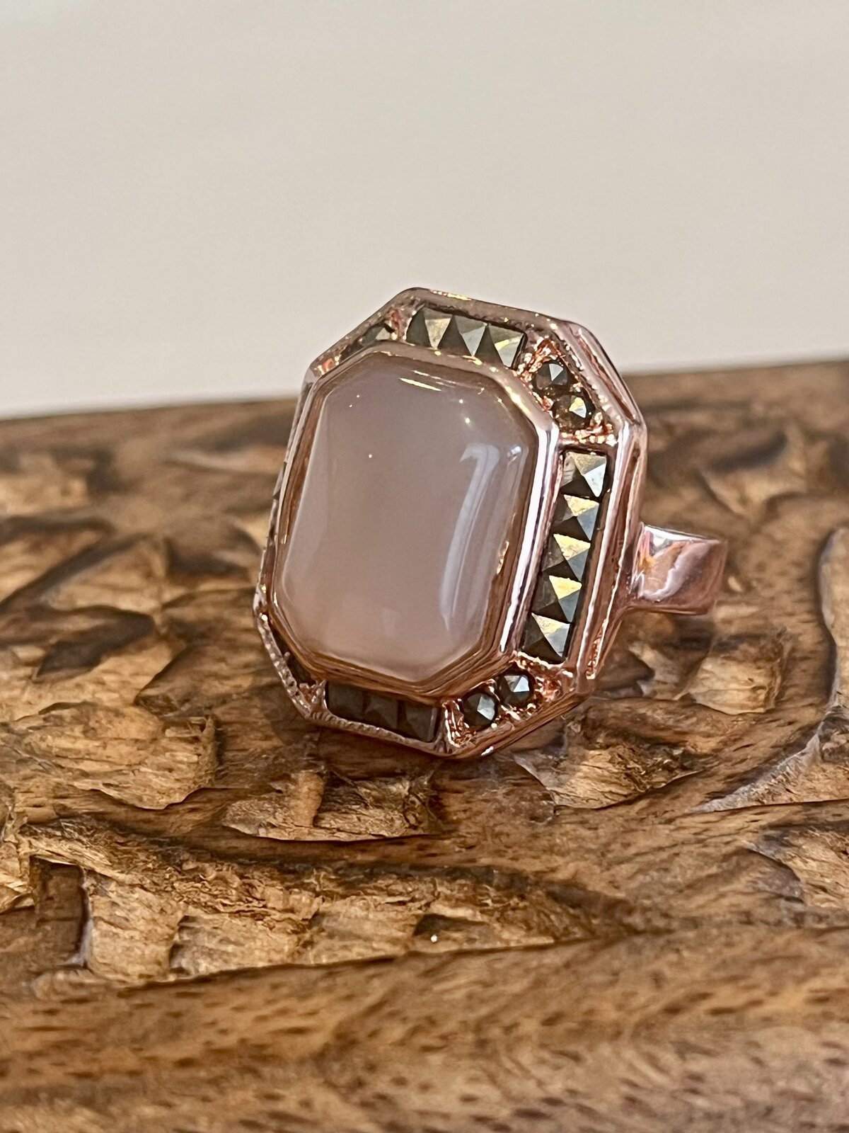 THE GUARDIAN RING “ASPHALT” IN ROSE GOLD WITH MOONSTONE SIZE 7