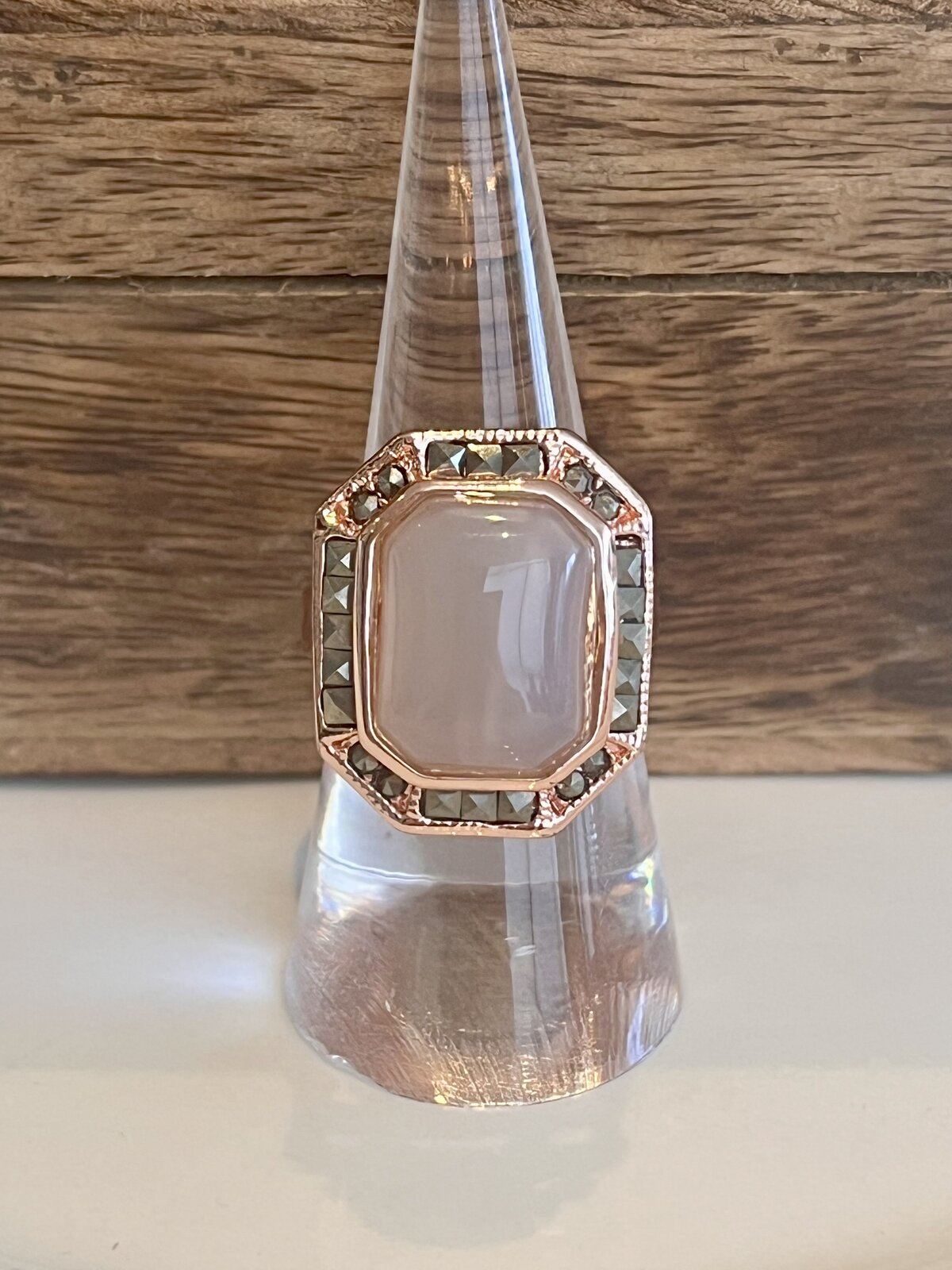  THE GUARDIAN RING “ASPHALT” IN ROSE GOLD WITH MOONSTONE SIZE 7