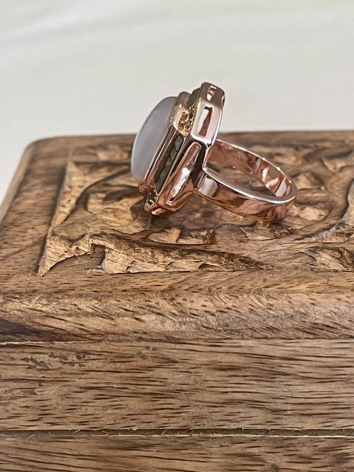  THE GUARDIAN RING “ASPHALT” IN ROSE GOLD WITH MOONSTONE SIZE 7