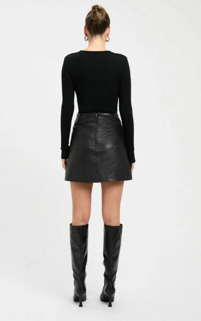 Soft Leather Panelled Mini Skirt 