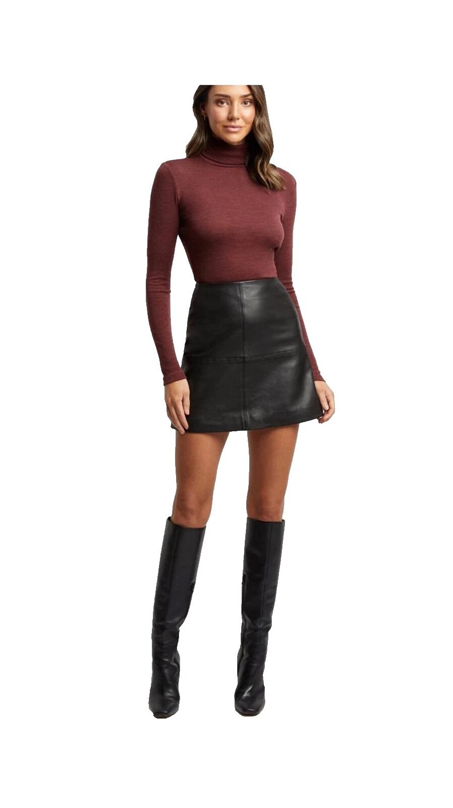Soft Leather Panelled Mini Skirt 