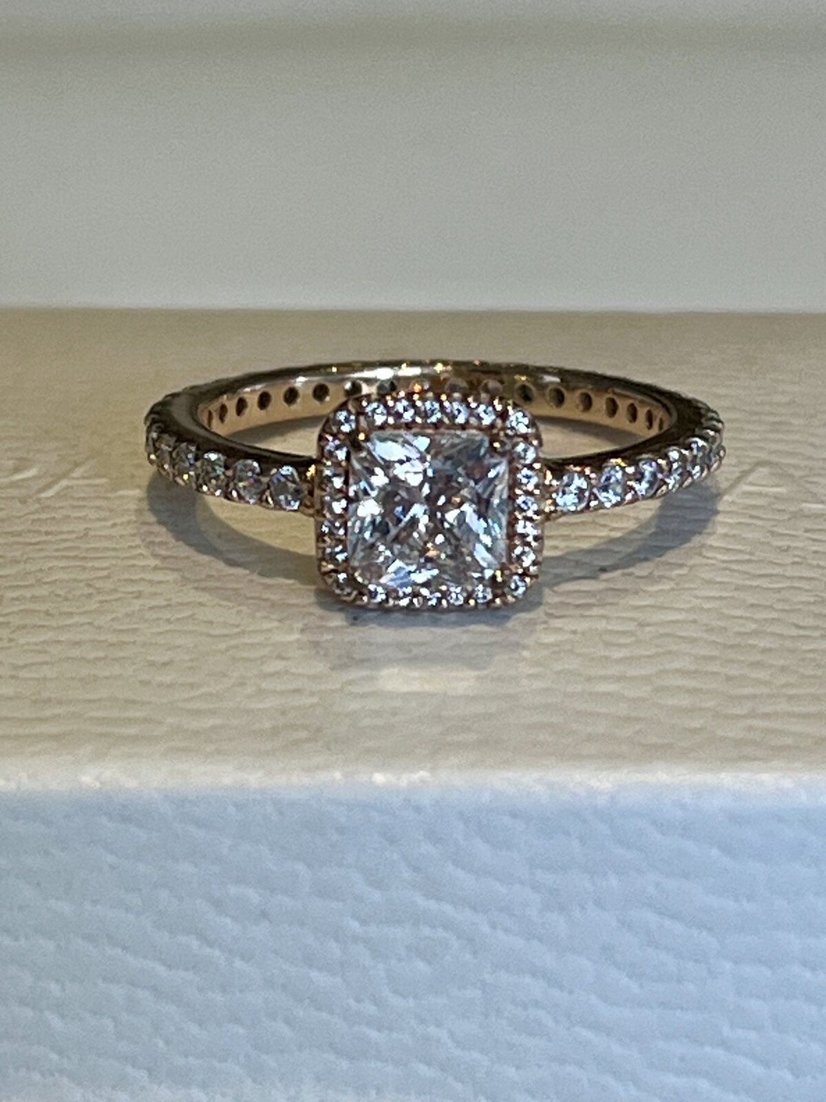  SQUARE SPARKLE HALO RING 14K ROSE GOLD PLATED - SIZE 54