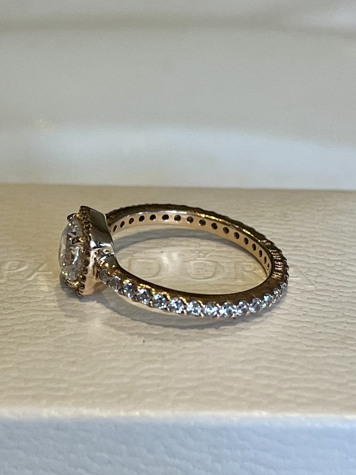  SQUARE SPARKLE HALO RING 14K ROSE GOLD PLATED - SIZE 54