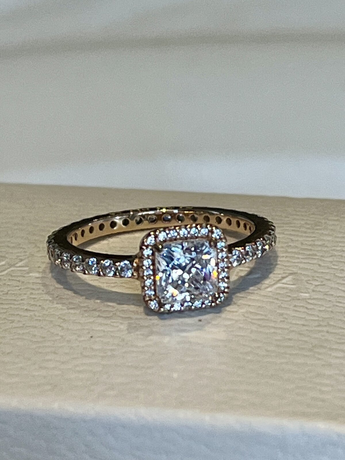  SQUARE SPARKLE HALO RING 14K ROSE GOLD PLATED - SIZE 54