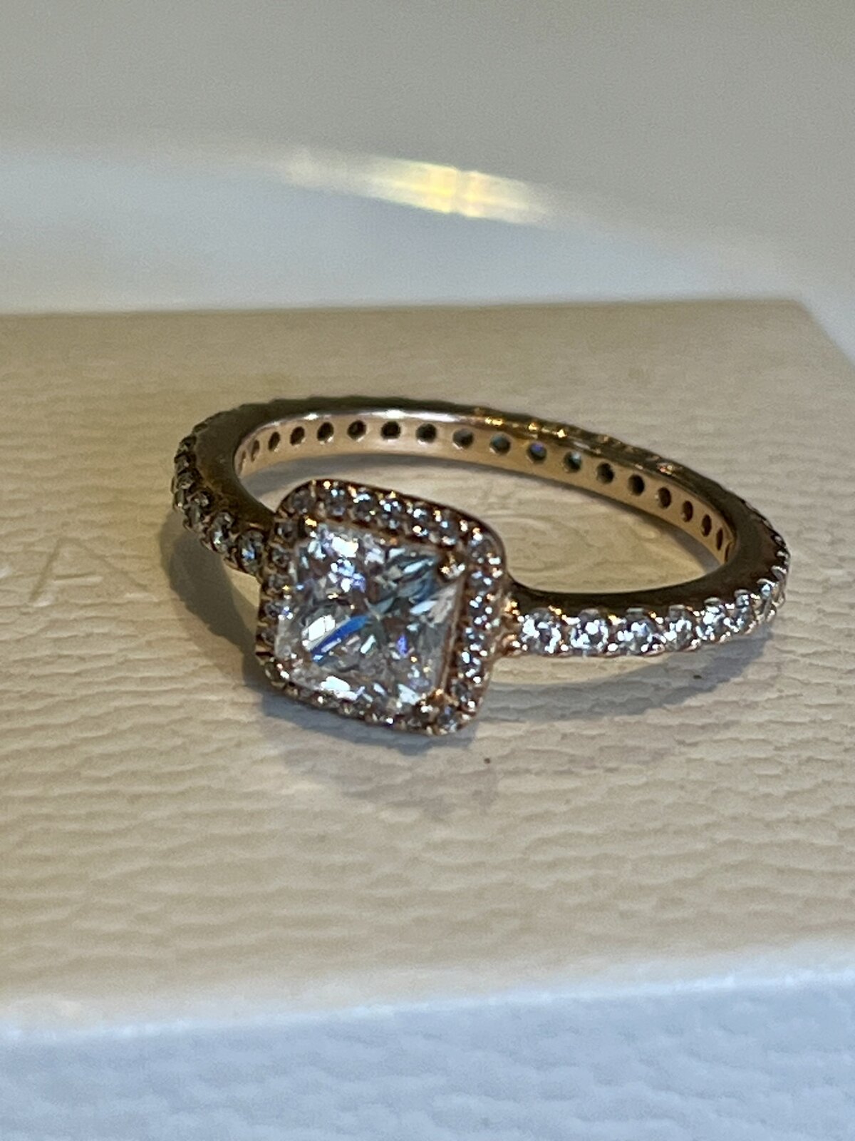  SQUARE SPARKLE HALO RING 14K ROSE GOLD PLATED - SIZE 54