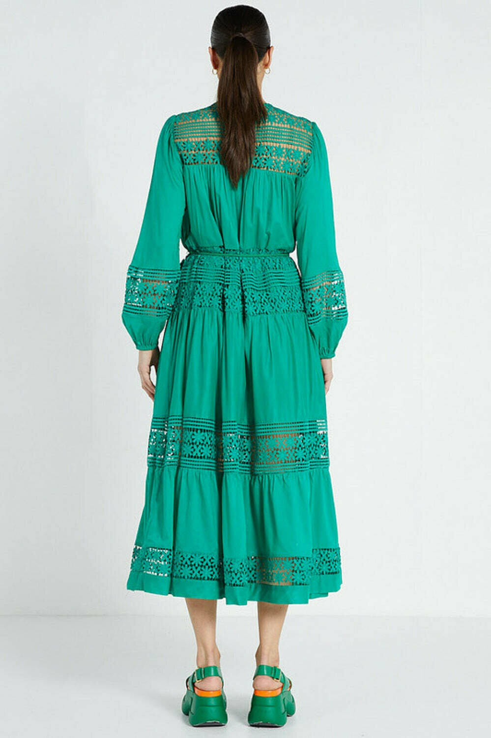  Lace Insert Maxi Dress | Emerald Green | AU 10 | BNWT