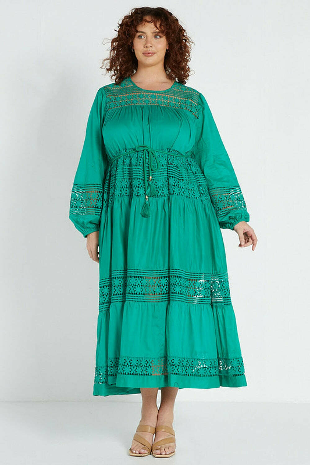  Lace Insert Maxi Dress | Emerald Green | AU 10 | BNWT