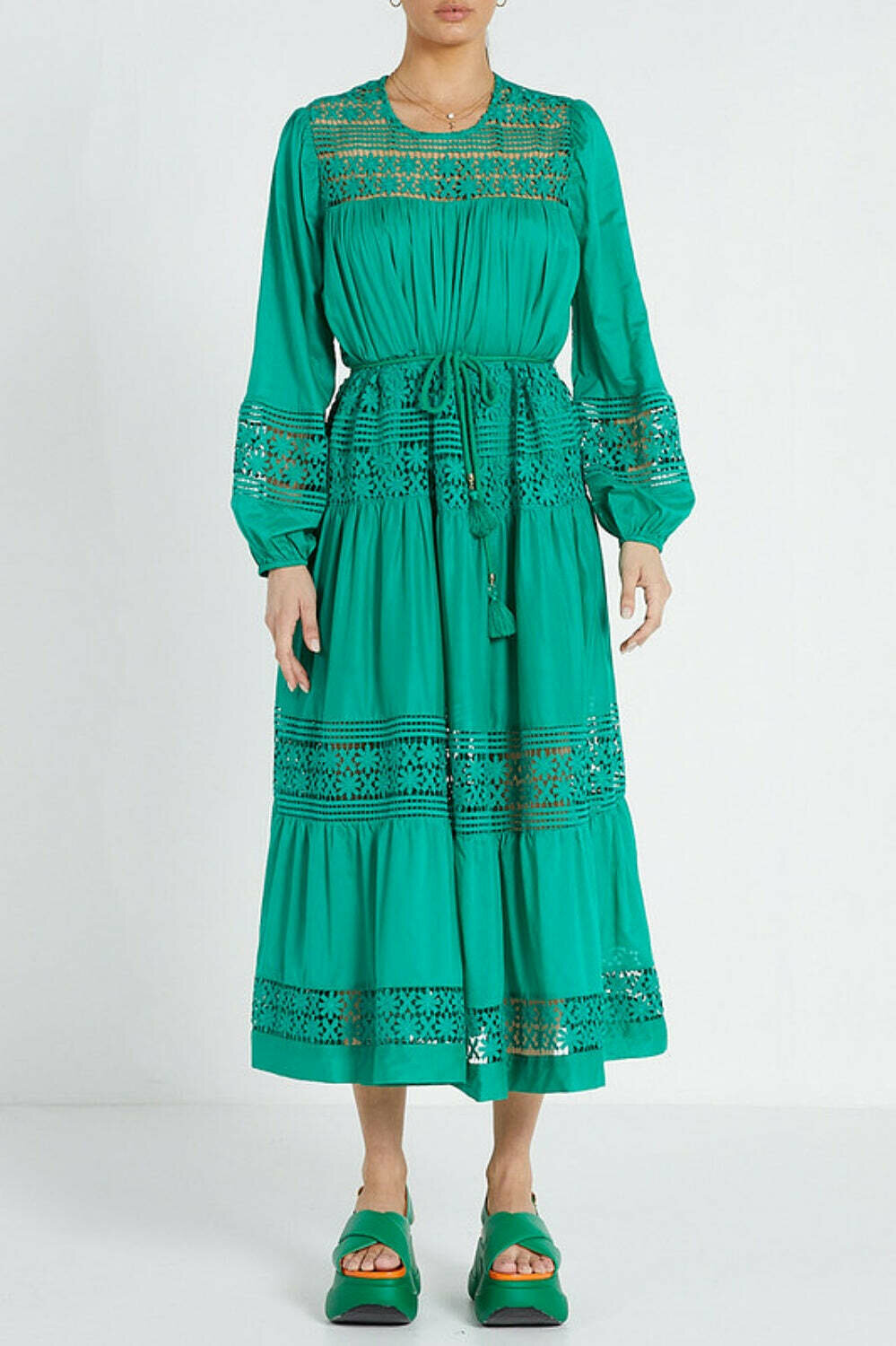  Lace Insert Maxi Dress | Emerald Green | AU 10 | BNWT