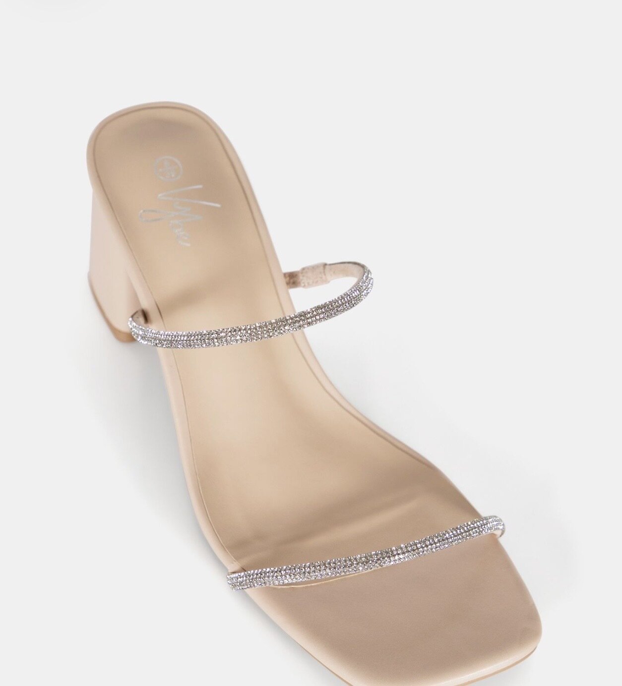 Aquarius Diamanté Block Heels | Nude/Cream | 
