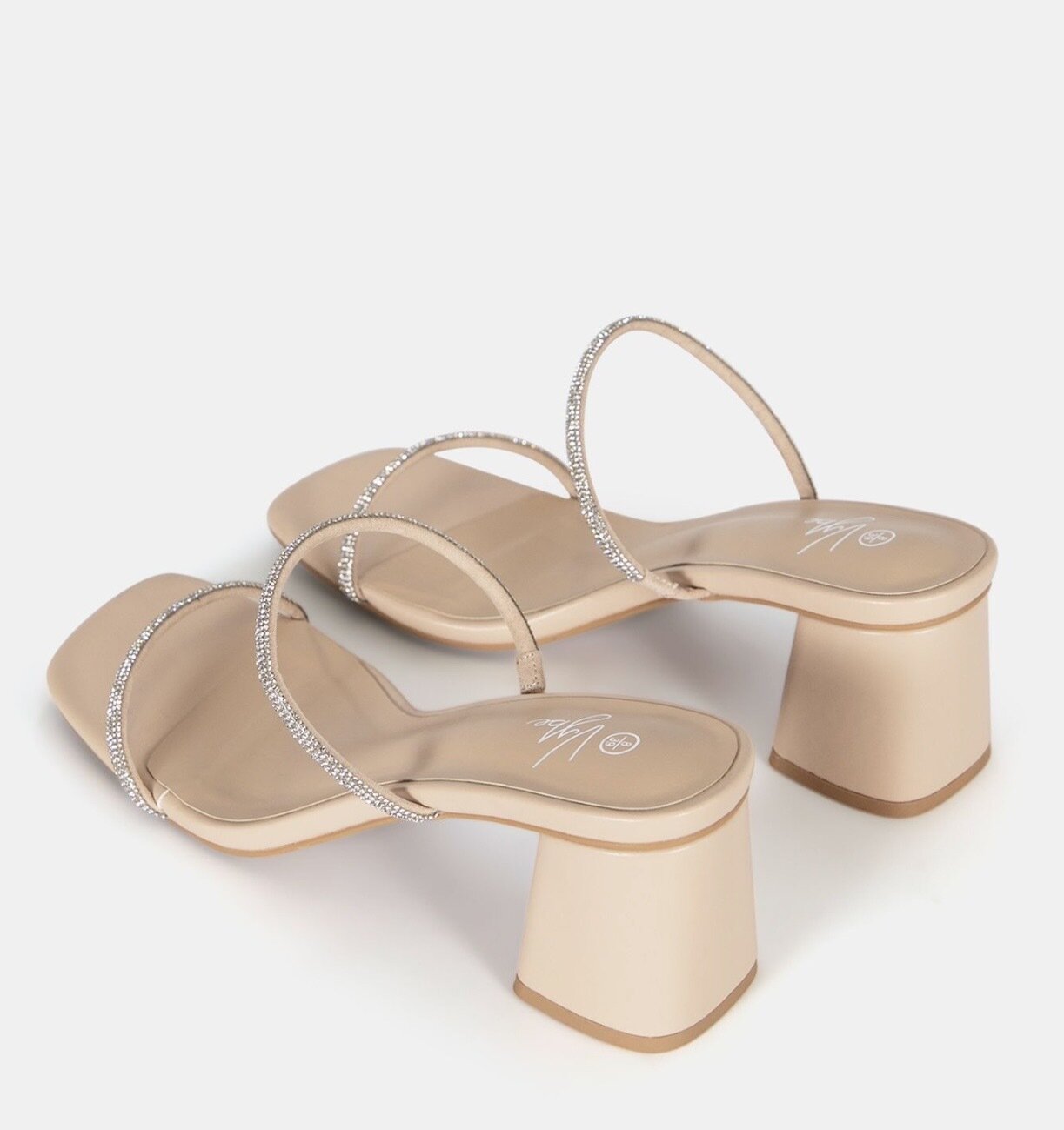 Aquarius Diamanté Block Heels | Nude/Cream | 