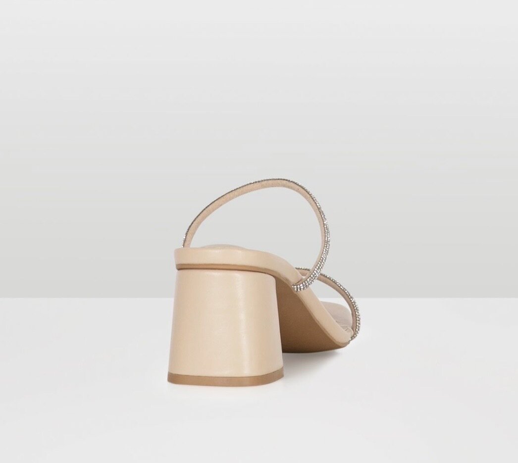 Aquarius Diamanté Block Heels | Nude/Cream | 