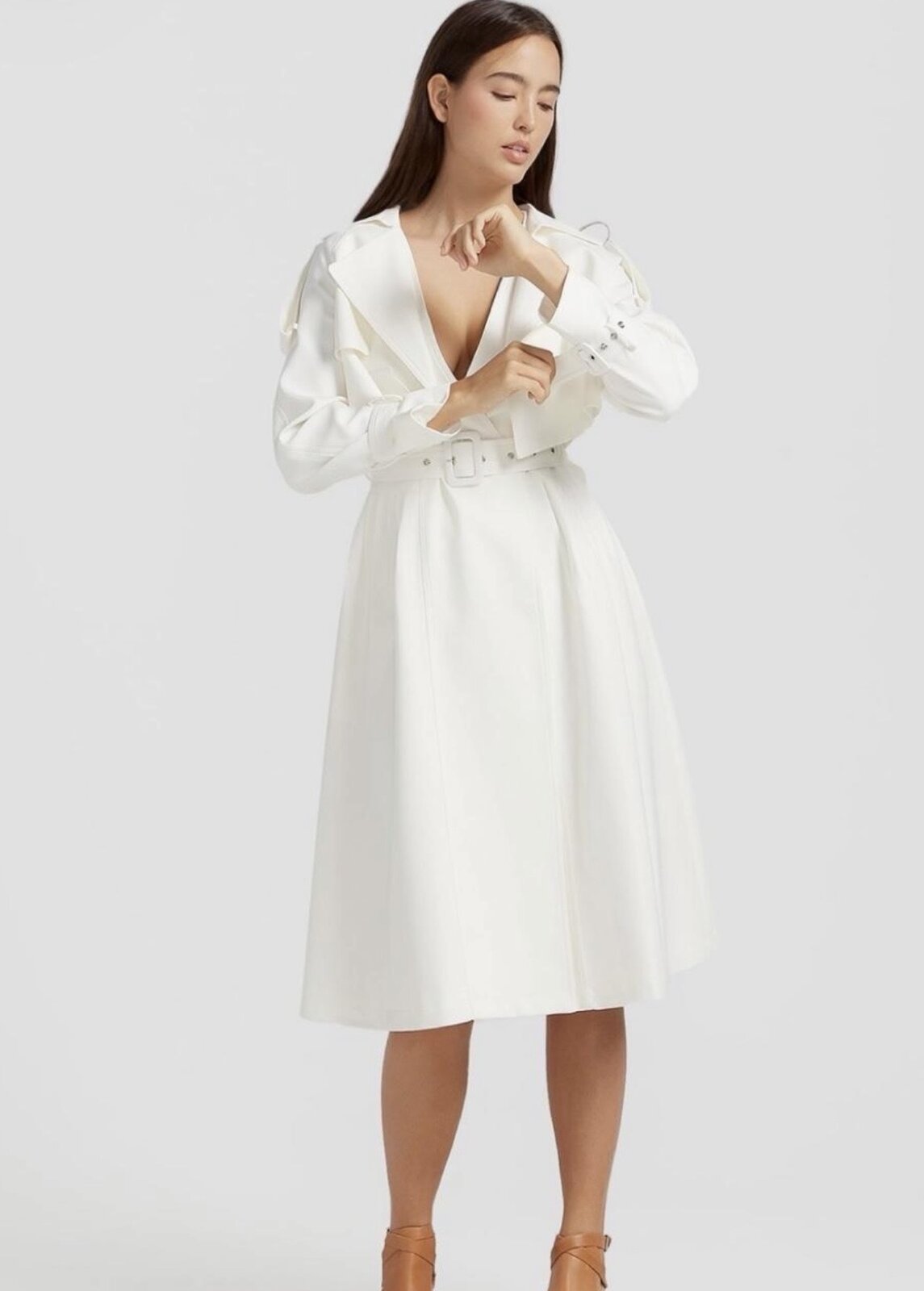 Manhattan Cropped Trench Coat – Ivory | BNWT | Size M |