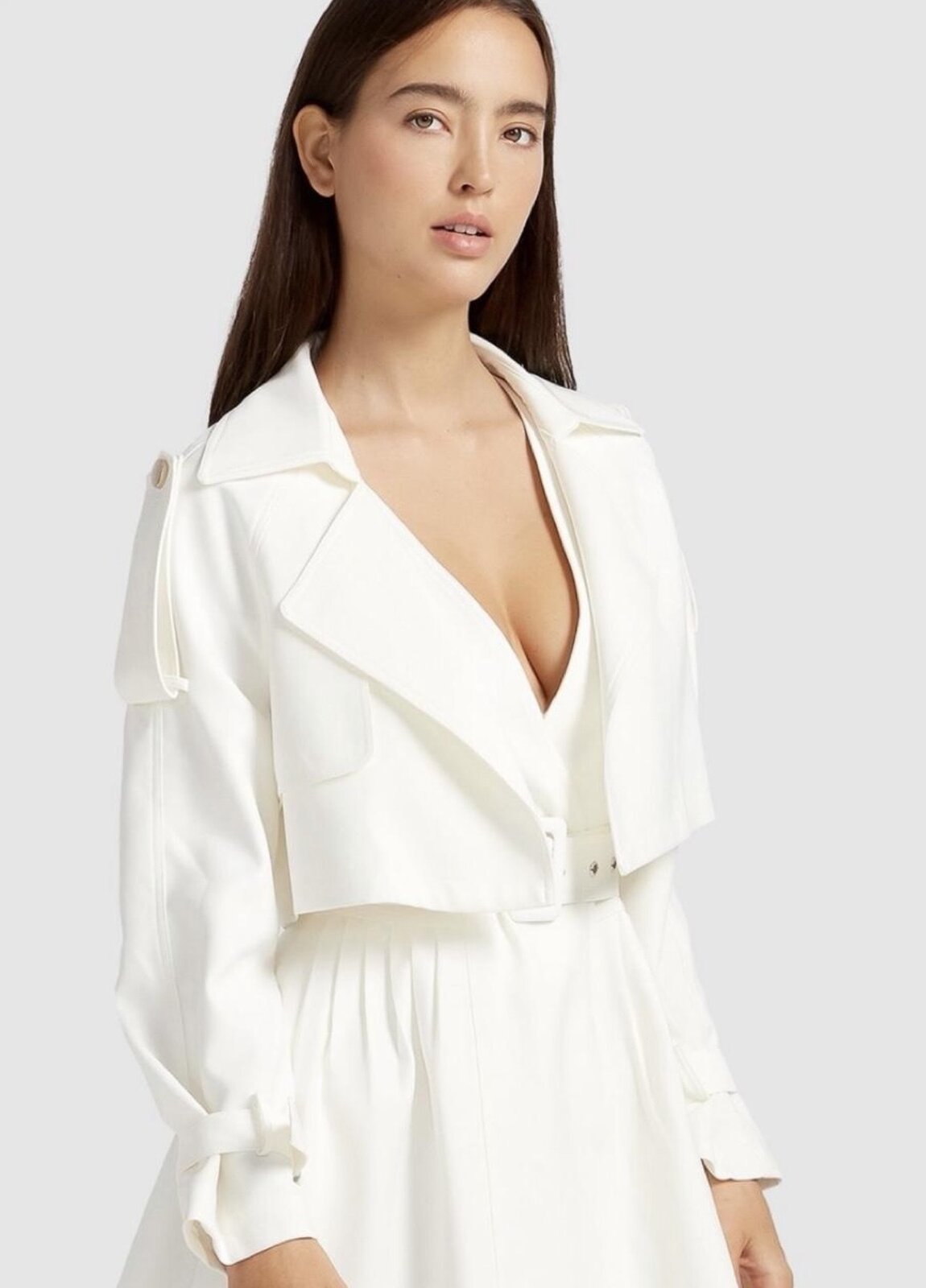 Manhattan Cropped Trench Coat – Ivory | BNWT | Size M |