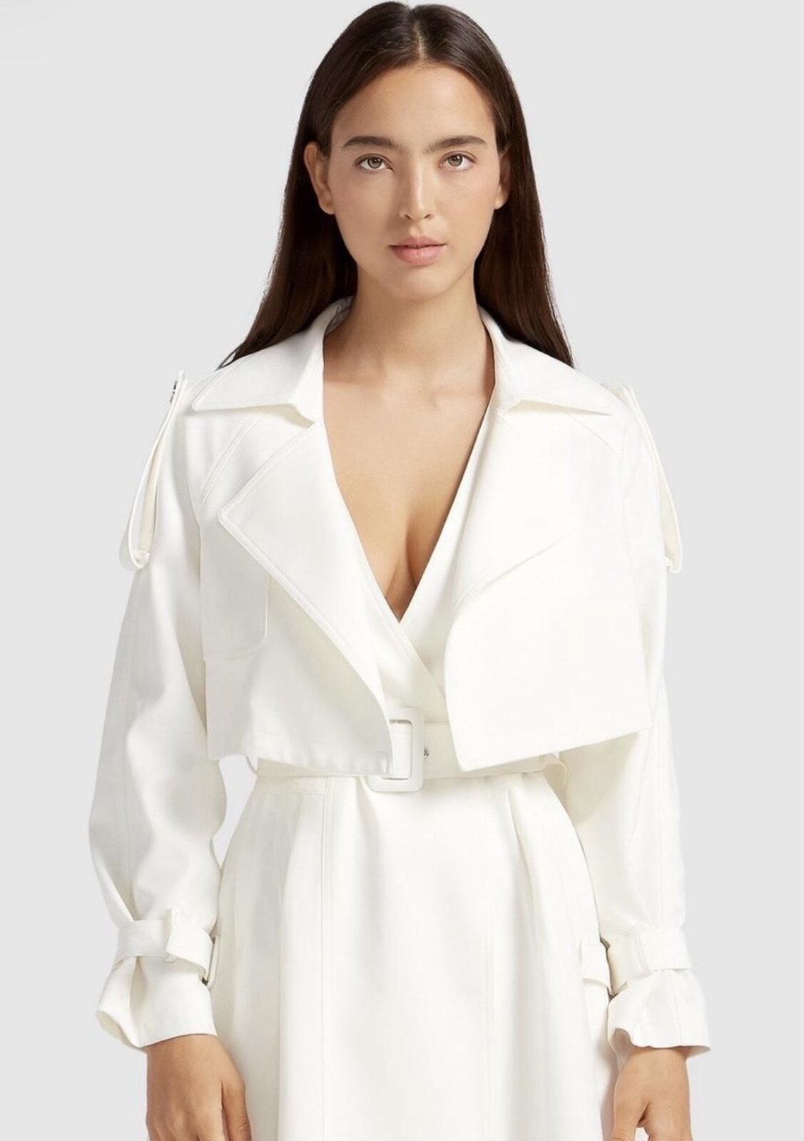 Manhattan Cropped Trench Coat – Ivory | BNWT | Size M |
