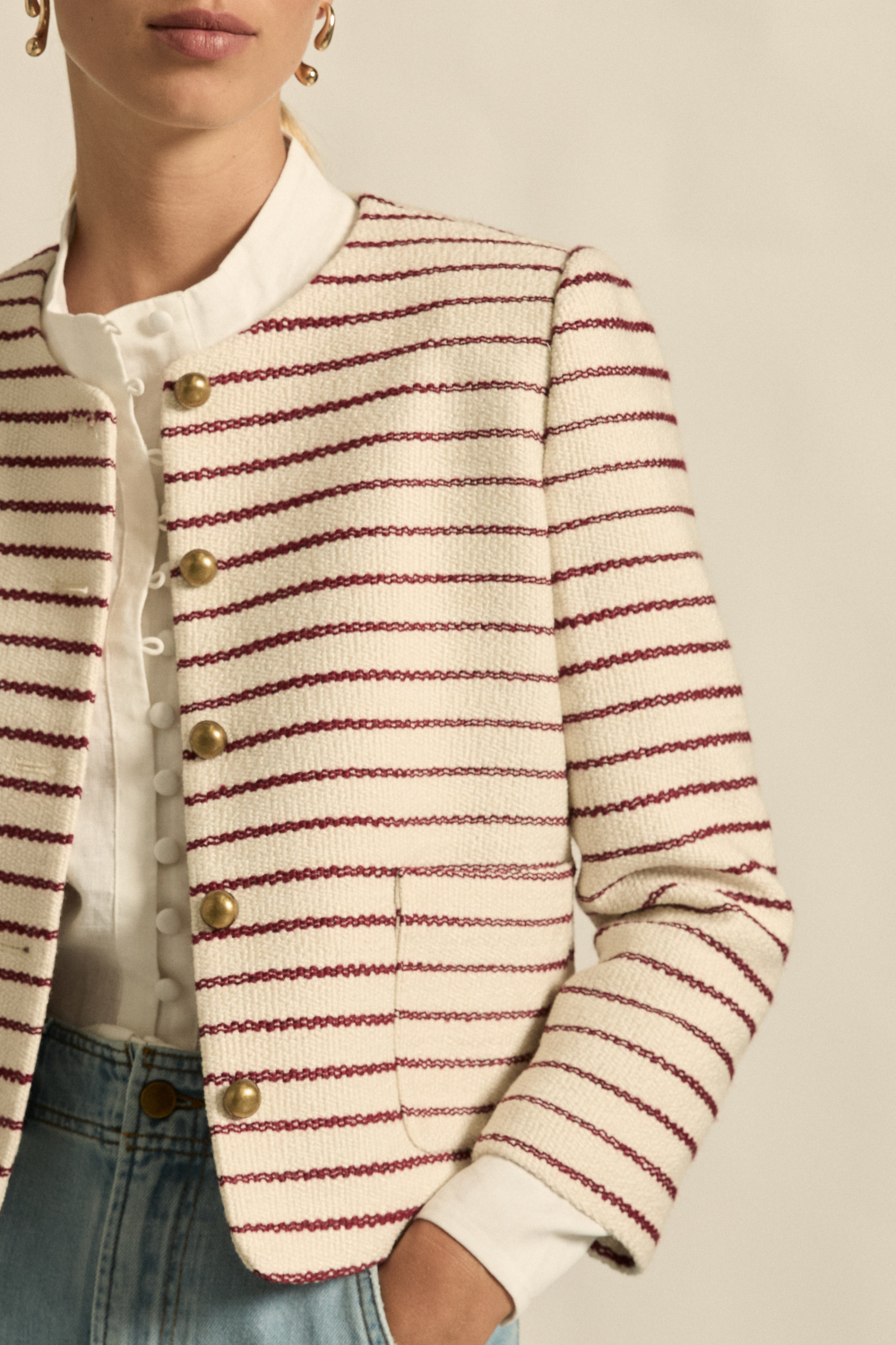 dash jacket - crimson stripe boucle