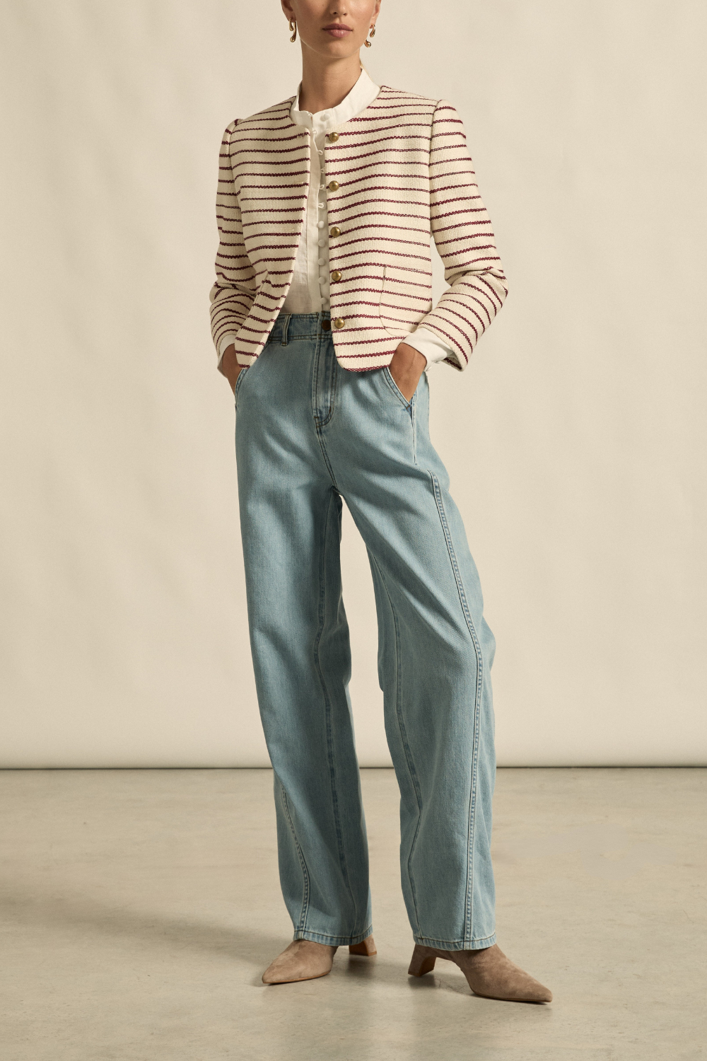 dash jacket - crimson stripe boucle