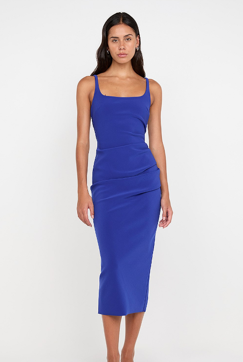 Karina Tuck Midi Dress Blue