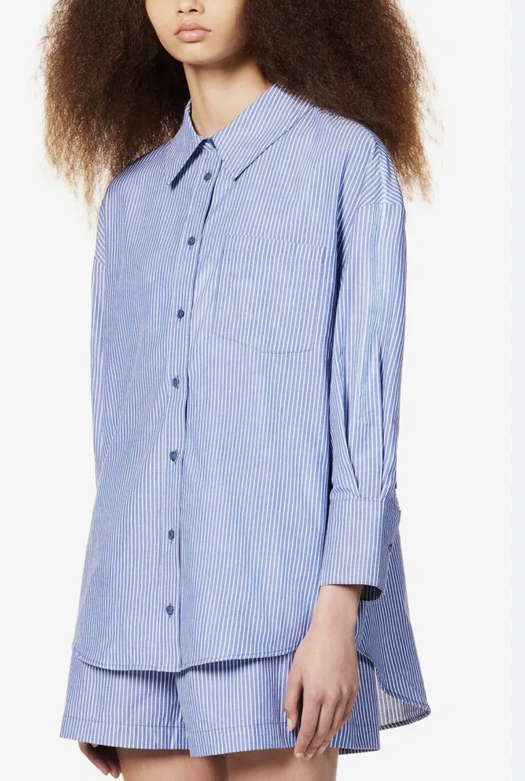 Mika Striped Curved-Hem Cotton-Poplin Shirt
