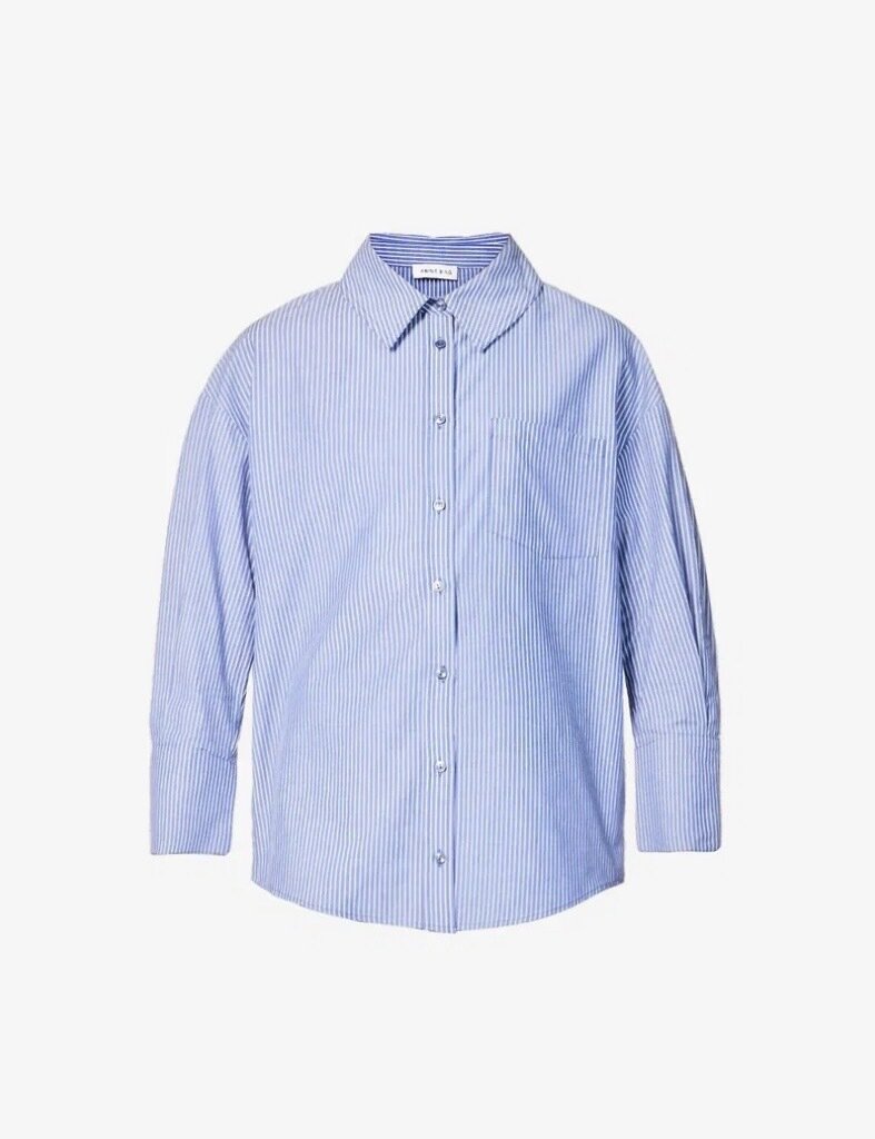 Mika Striped Curved-Hem Cotton-Poplin Shirt
