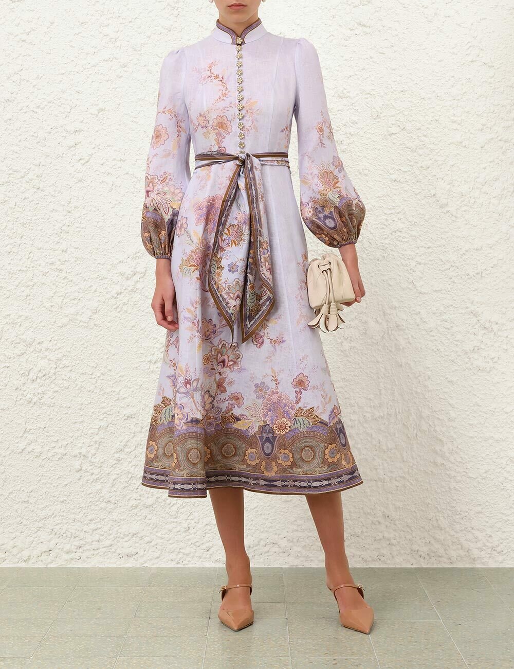 Luna Button Midi Dress Blue Paisley 3/AU14/US10