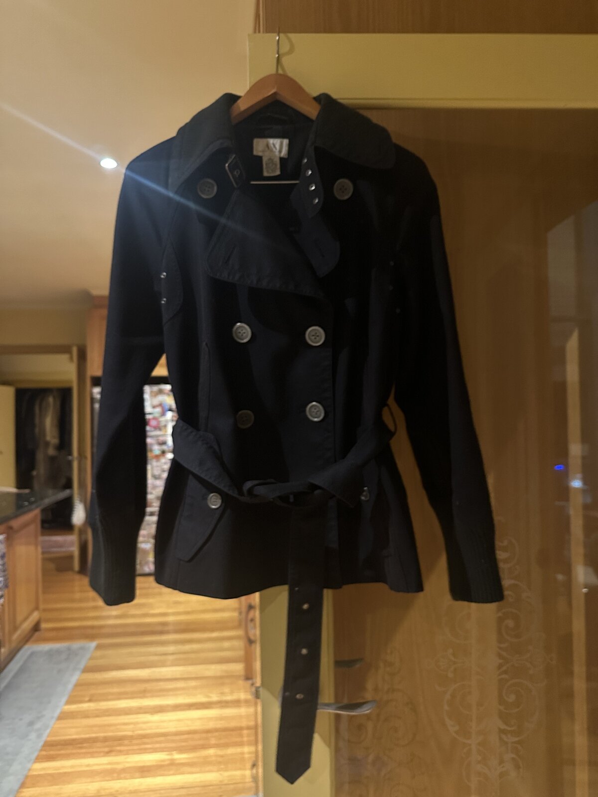 short black trench coat, L