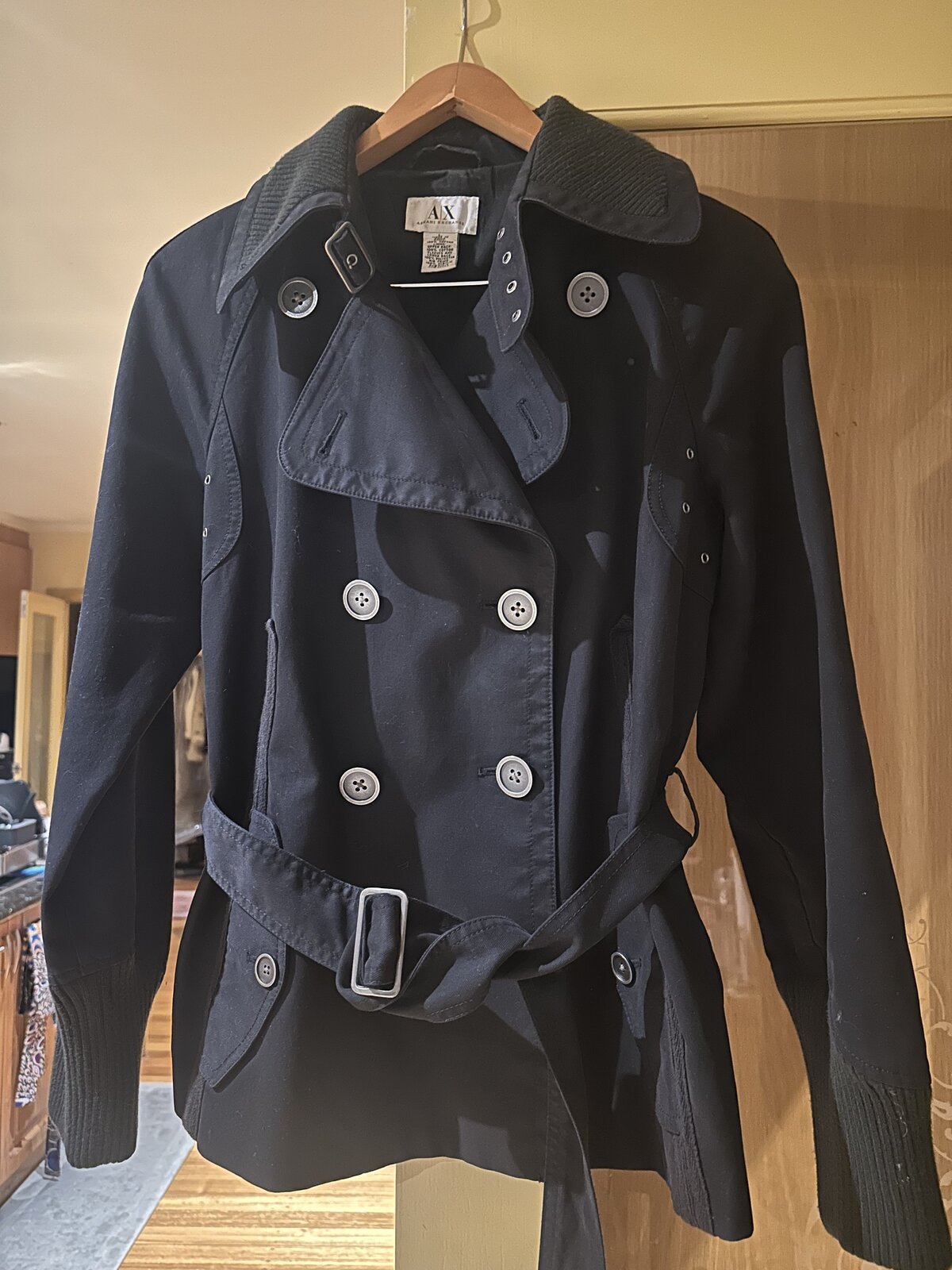 short black trench coat, L