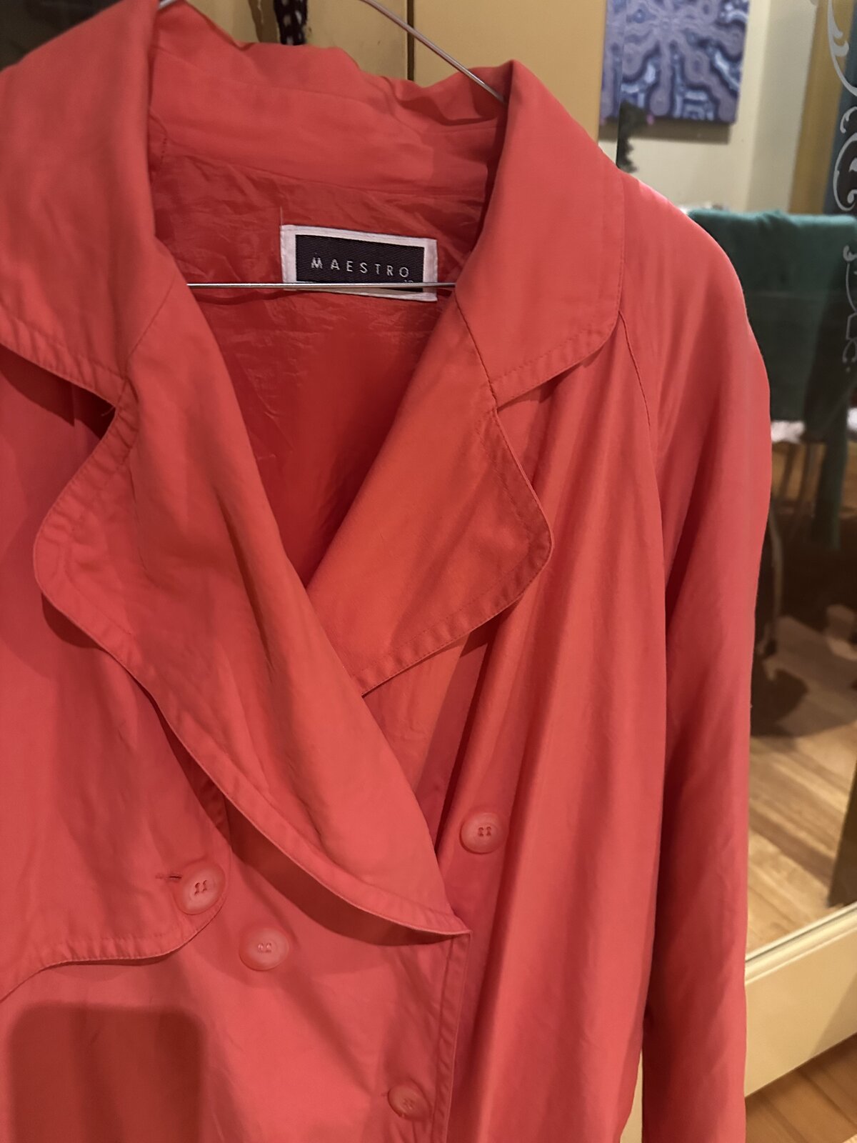 pink short trench coat, size 10