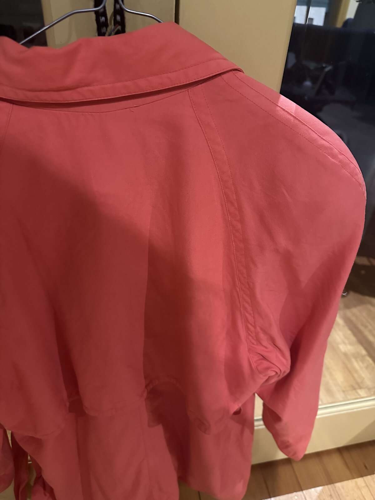 pink short trench coat, size 10
