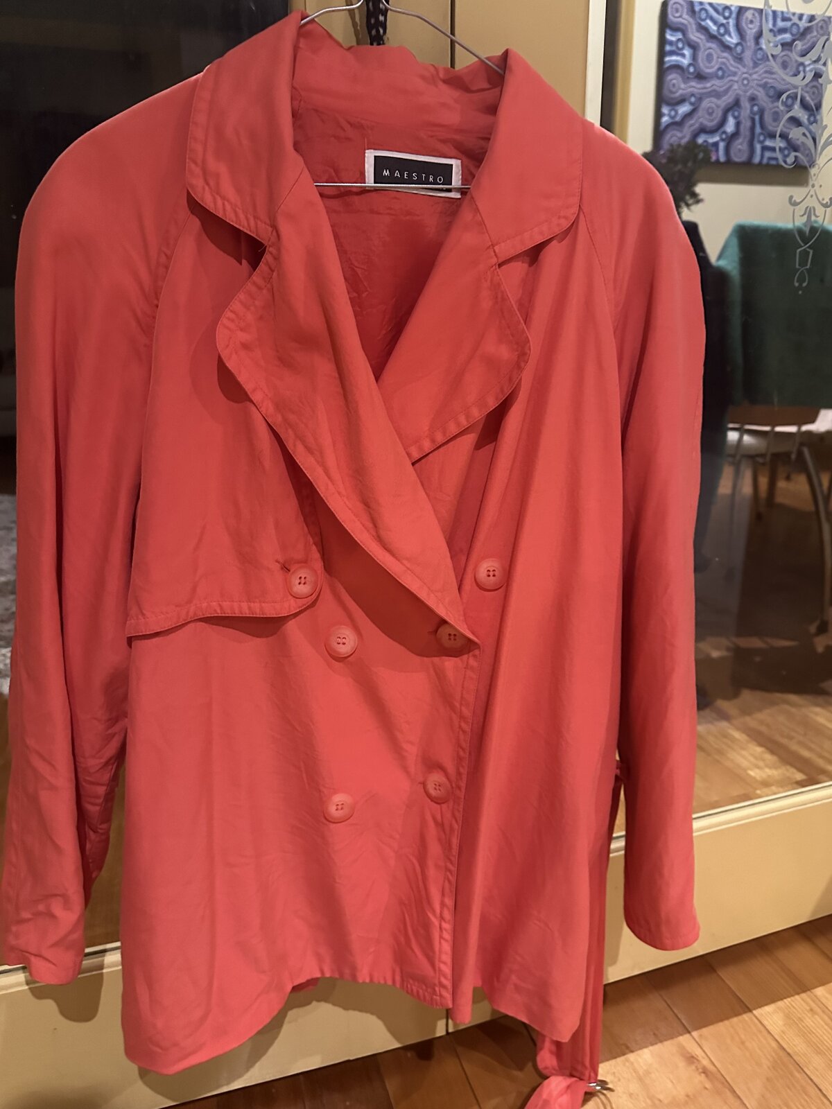pink short trench coat, size 10