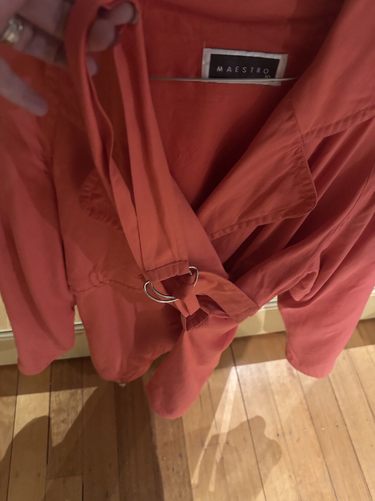 pink short trench coat, size 10