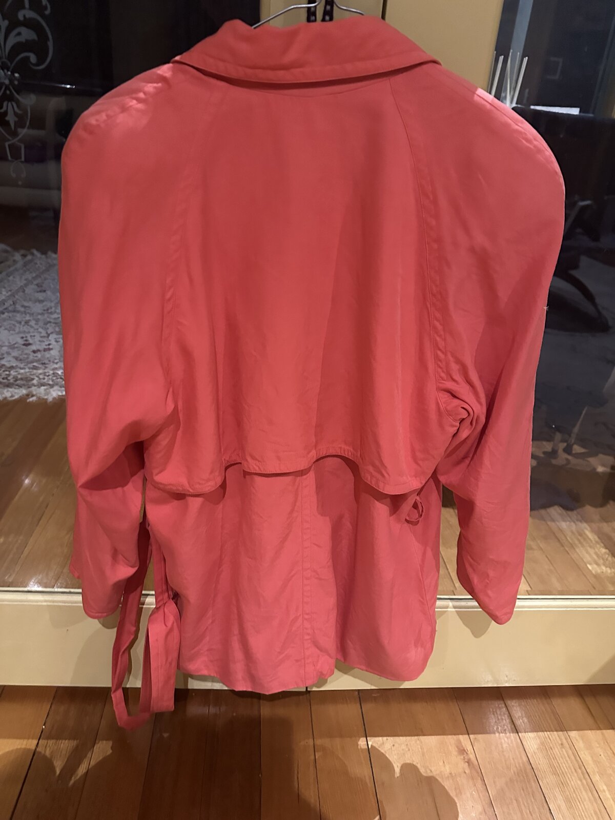 pink short trench coat, size 10