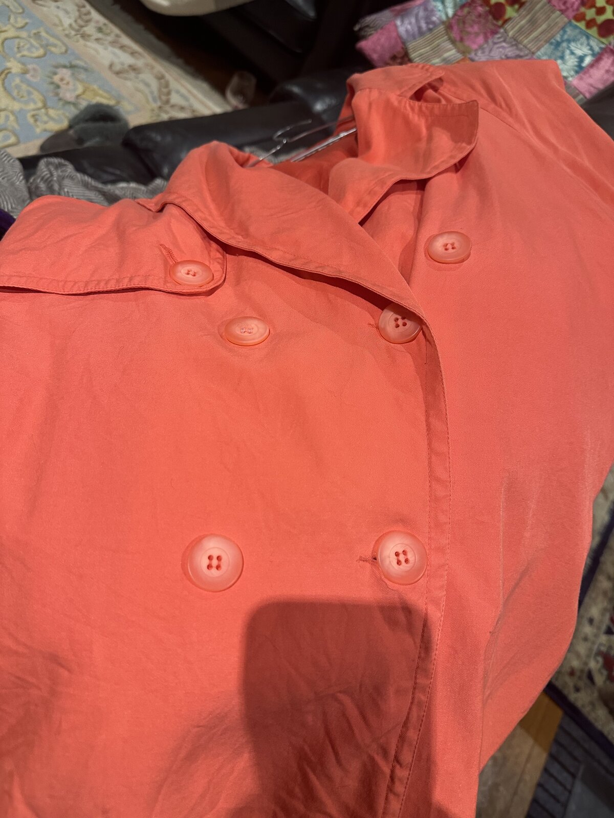 pink short trench coat, size 10