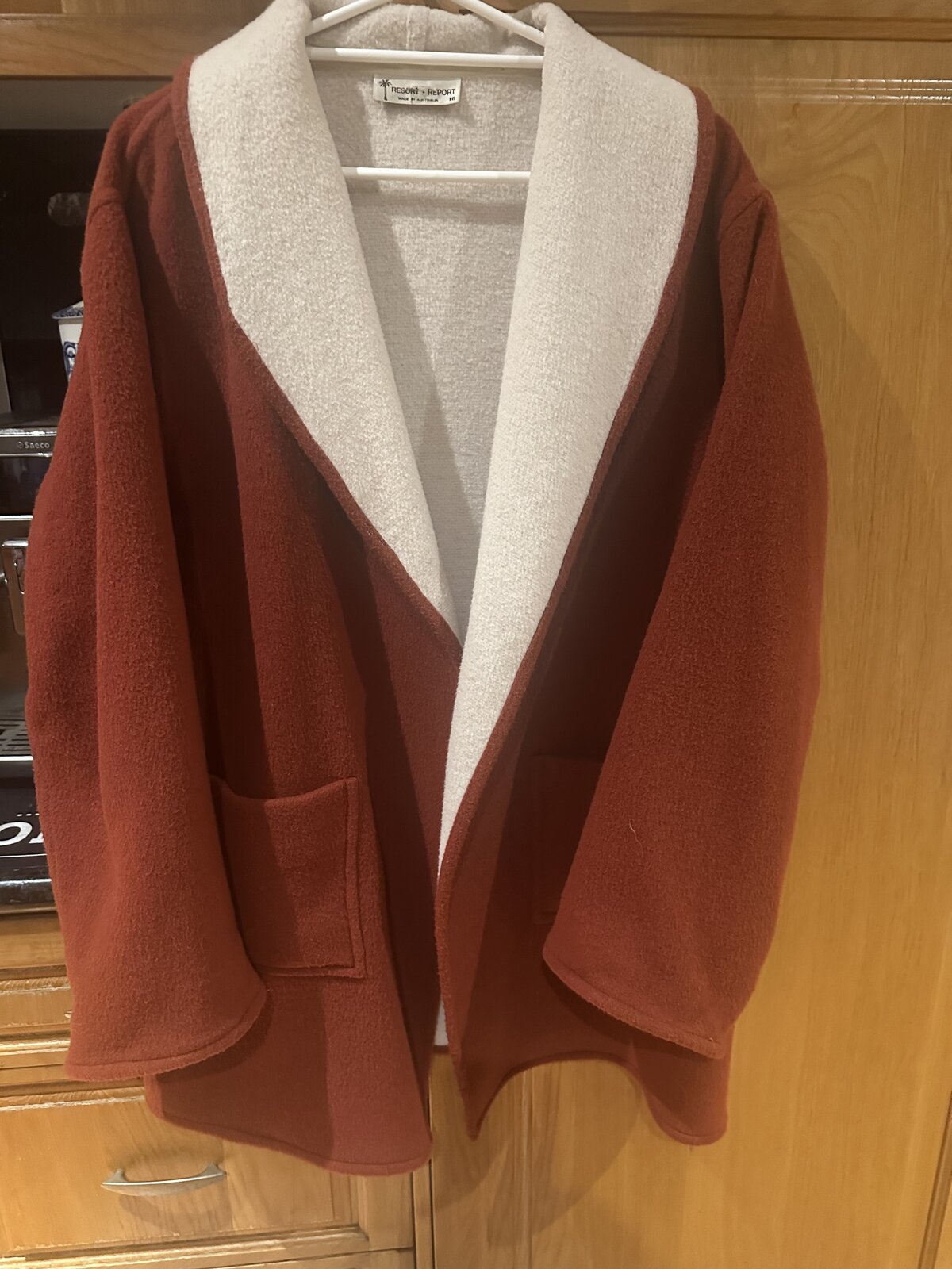 Soft, warm, synthetic/ wool, oversized coat size 16